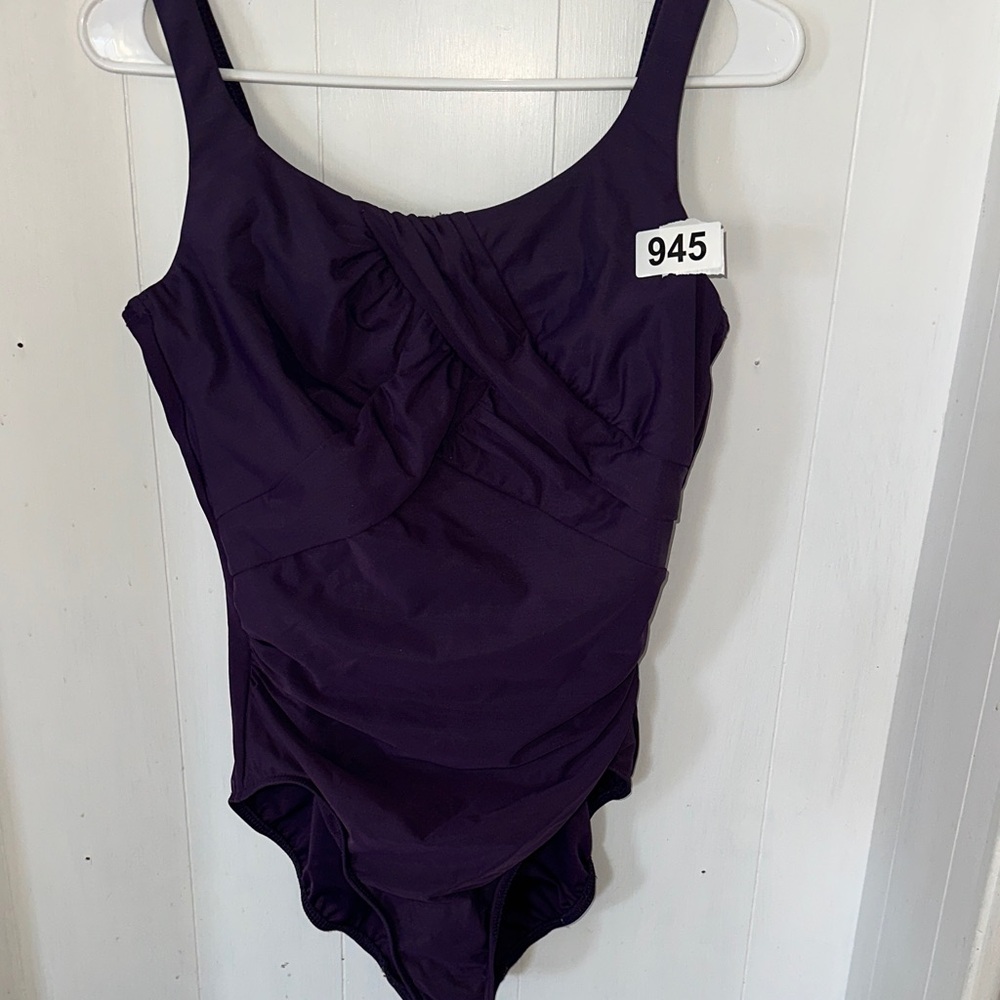 Lands' End Rich Purple Women's One Piece Swimsuit 12DD